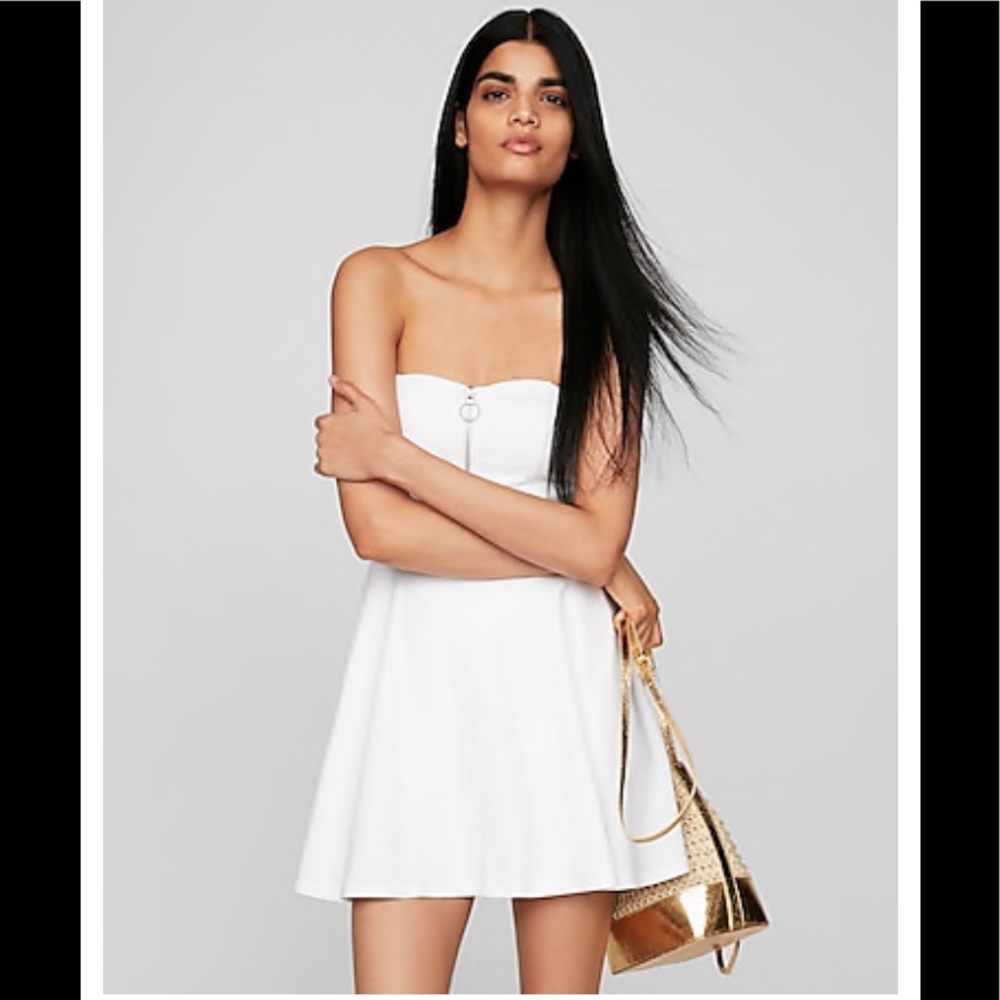 Express zip front mini dress w/ shorts underneath